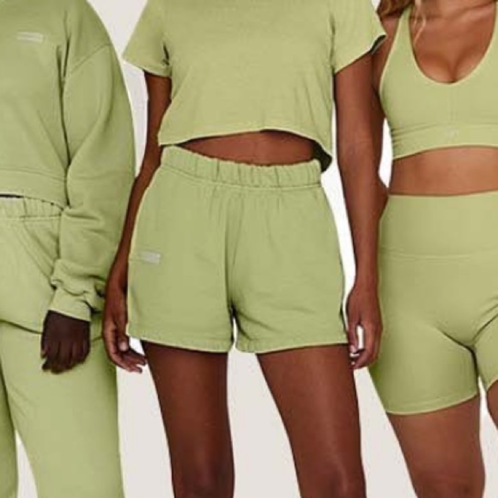 Set active green lime sweat shorts small